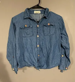Samgami Baby Long Sleeve Button Up Top Size Medium Blue thumbnail 1