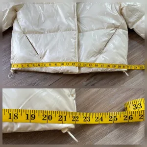A New Day Women’s Cropped Puffer Jacket Pearl Medium Shiny Y2K Streetwear thumbnail 9