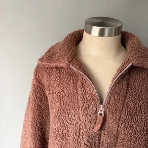 Lucky Brand Women’s Fleece Teddy Brown Jacket Oversized Cozy Comfy thumbnail 2