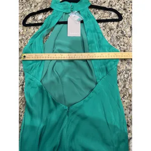 MESHKI Claire Satin Drape Back Maxi Dress in emerald green Size Medium thumbnail 9