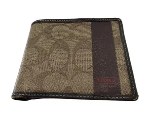 Coach Bifold Wallet Brown Signature Coated Canvas Wallet thumbnail 1