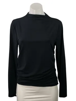 Abercrombie & Fitch Women's Black Mock Neck Long Sleeve T Shirt Tee Top Size L thumbnail 1