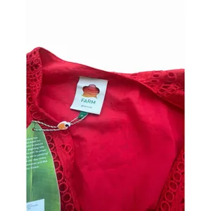 NEW Farm Rio Eyelet Beaded Belt Romper Red Short Sleve Broderie anglaise cotton thumbnail 5