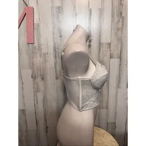 Say What? Corset Top Womens Medium White Lace Sheer Mesh Underwire Bustier Zip B thumbnail 8