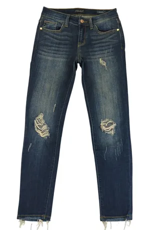 JUDY BLUE Skinny Fit Jeans Distressed Ripped‎ Blue Denim Womens Size 5 27 thumbnail 1