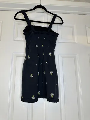 Urban Outfitters Cottagecore Floral Dress XS Navy Blue Ruffle Spring thumbnail 5