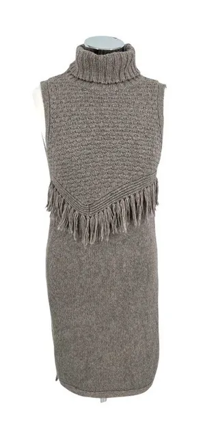 Anthropologie Nomad Morgan Carper Fringe Sweater Dress Gray Western Size Small thumbnail 1