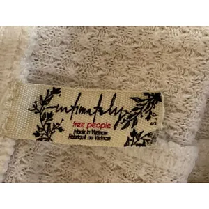 Free People Intimately Women's White Waffle Knit Long Sleeve Henley T Shrt Top S thumbnail 6