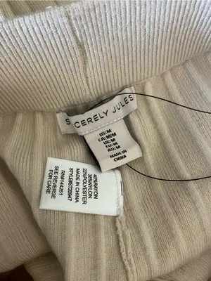 Sincerely Jules Wide-Leg Ribbed Knit‎ Pants in Cream Size Medium thumbnail 3