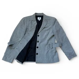 80's Vintage Renfrew Grey Herringbone Tweed Two Piece Blazer and Pants Suit thumbnail 16
