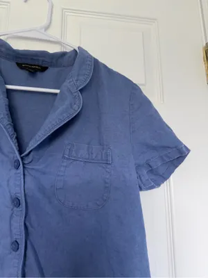 Banana Republic Blue 100% Linen Pajama Top Size Small thumbnail 2