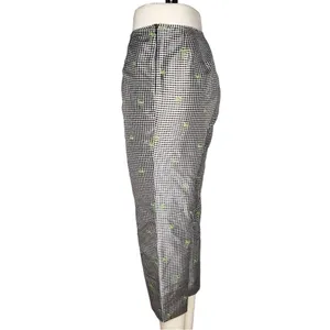 Peter Martin Vintage Silk Trousers Gingham Palm Tree Embroidered Size 8 thumbnail 3