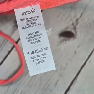 Aerie Bandeau Bikini Top Coral‎ Pink Ruched Tie Front Adjustable Straps Size S thumbnail 5