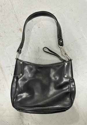 Nine West Accessories Black Faux Leather Shoulder Bag White Stitching Hobo Purse thumbnail 1