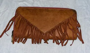 Brown Boho Fringe Wallet - Western Style Clutch Style thumbnail 1