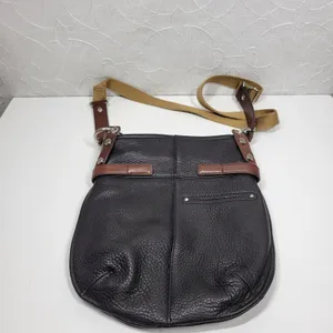 Vintage B Makowsky Pebbled Leather Crossbody Womens Black Bridle Buckle Logo thumbnail 11