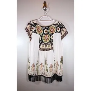 Anthropologie Vanessa Virginia S Embroidered Fringe Tunic Top Boho Festival thumbnail 3