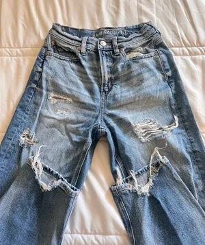 American Eagle Strigid Jeans High-Waisted Ripped Baggy Straight thumbnail 1