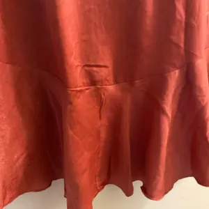 Vine & Love Womens Midi Skirt M Medium 27” Rust Brown Ruffled Front Ruffles thumbnail 5