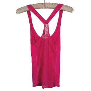 Vintage Y2K Abercrombie & Fitch Chain Cowl Neck Tank Top Size XS Pink Lace Bratz thumbnail 4