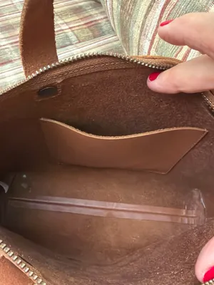 Embossed Crossbody Tote in Tan Leather thumbnail 3