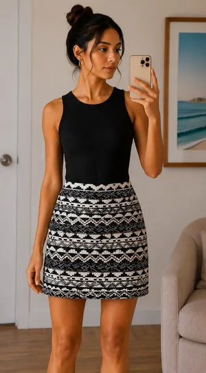 Atmosphere Embellished Aztec Mini Skirt | Beaded Sequin Festival Skirt | Size 2 thumbnail 1
