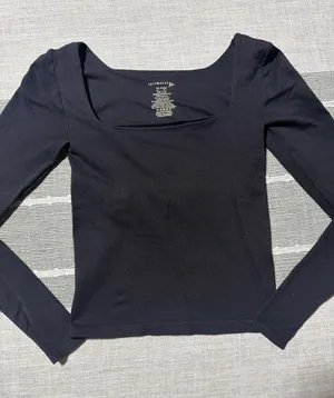 Free People Intimately Square Seamless Long Sleeve Top Black XS/S Built-in Bra thumbnail 1