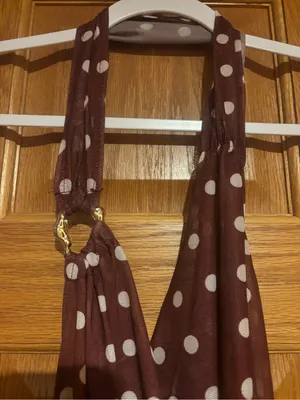 Polka Dot Halter Tank Top in Maroon and White thumbnail 2