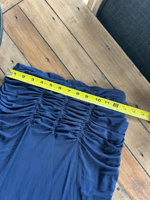 Anthropologie Maeve Yoke Ruched Navy Blue Skirt XS thumbnail 13