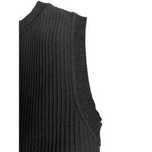 KLD Black Ribbed Knit Cropped Tank Top Small Made USA thumbnail 5