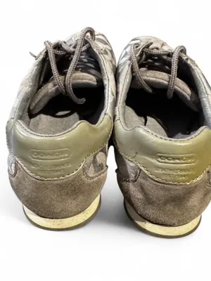 Coach Taupe Signature Stripe Lace-Up Sneakers thumbnail 3