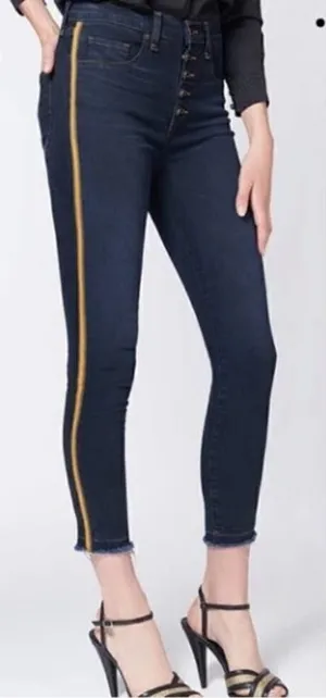 Veronica Beard Debbie Skinny Mustard Stripe Jeans Sz. 24 thumbnail 1