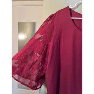 Women's Plus Size 3XL Midi Dress Burgundy Lace Sleeves Hem Scoop Neck 3/4 Sleeve thumbnail 5