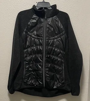 London Fog Women's Black Quilted Down Puffer Lightweight Thumbholes Jacket thumbnail 1