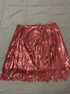 Nasty Gal Pink Sequin Fringe Mini Skirt thumbnail 6