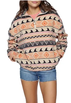 O'Neill Ladies Half Zip Print Fleece Hoodie size XXL thumbnail 1