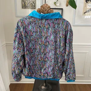 Vintage HTC Bold Colorful Print Windbreaker Spring Jacket M thumbnail 8
