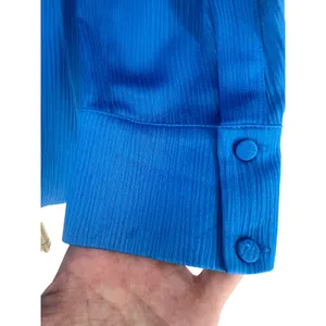Kobi Halperin Bella Ocean Blue Satin Oversized Button Down Shirt Size M thumbnail 16