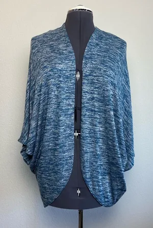 AZULES XL GREEN Dolman Sleeve Open Front Shrug Kimono Cardigan thumbnail 1