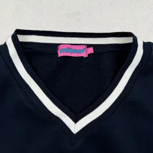 Edit by Edikted V-Neck Sweatshirt Women’s Small Blue Varsity Pullover Soft Cozy thumbnail 3