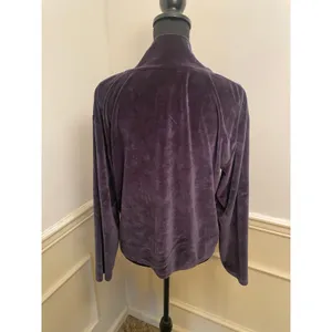 Garnet Hill Velour Knit Turtleneck Cowl Neck Pullover Top Blue Grey Cotton Modal thumbnail 5