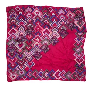 Vintage Pink & Purple Geometric Silk Square Scarf Wraps thumbnail 1