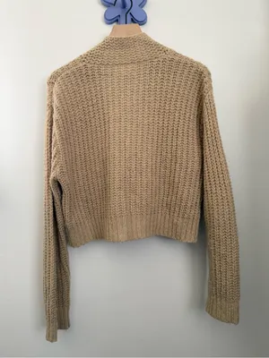 The Great. 0 XS‎ Montana Crop Cardigan Beige Tan Relaxed Boxy Boho thumbnail 8