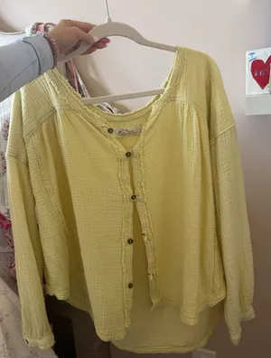 Free People We The Free Yellow Pullover/Long Sleeve Top thumbnail 1