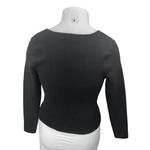 Abercrombie & Fitch Black Rib Knit Long Sleeve Square Neck Crop Sweater Top XL thumbnail 2