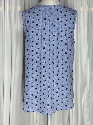 Talbots Light Blue And Navy Sleeveless V-Neck Polka Dot Tunic Size M thumbnail 2