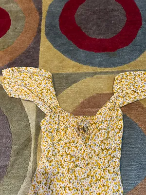 Princess Polly Kaori Mini Dress Floral Print Mustard Yellow Cap Sleeves Size 0 thumbnail 2