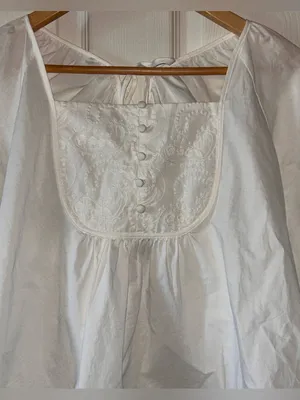 Boho-Chic Cottage Babydoll Peasant Top w/Puff Sleeves Pintuck Buttons Fairycore Sz S Ivory Cotton thumbnail 6