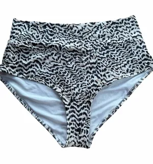 Aerie Real Good Leopard Print High Waist Crossover Swimsuit Bikini Bottom Size L thumbnail 1