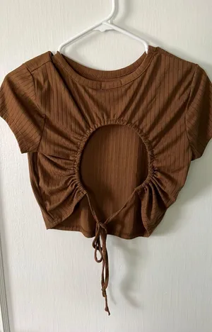 Open Back Crop Top Brown Size M thumbnail 2